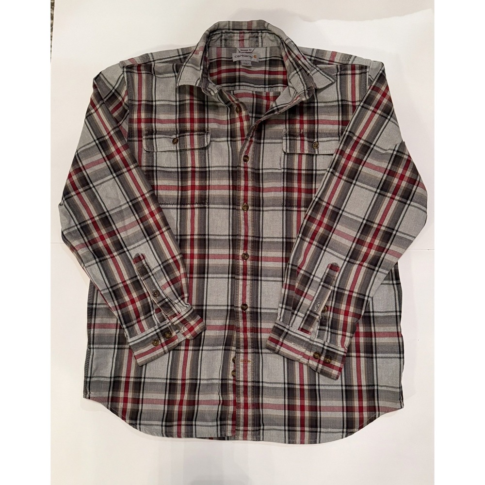 Carhartt Original Fit Plaid Heavy Button Up Flannel Shirt Mens L Lumberjack